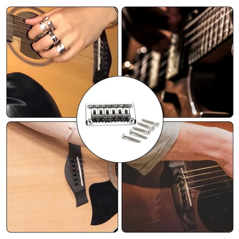 CEORPER Metal Fixed Hardtail Bridge Top Load Tailpiece for 6 String Electric Guitar