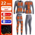 thumbnail image 3 of Conjunto de ropa interior con calefacción de 22 zonas para hombre y mujer, traje de invierno con calefacción, pantalón térmico para motocicleta con alimentación eléctrica por USB, 3 of 5