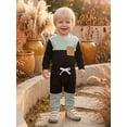 thumbnail image 4 of Loicainy Infant Baby Boy Fall Clothes Set 3 6 12 18 Months Long Sleeve Contrast Color Romper + Pants Outfits, 4 of 9