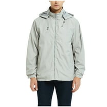 IYTR Men's Lightweight Windbreaker Rain Jacket Solid Long Sleeve Outdoor Sport Hooded Jackets Coat with Pockets Gray M