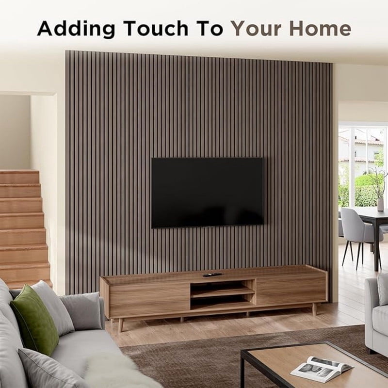Easy4Home 94.5" x 23.62" Acoustic Wood Slat Wall Panels Soundproof Wooden Wall Panels 1 Pack, Dark Walnut