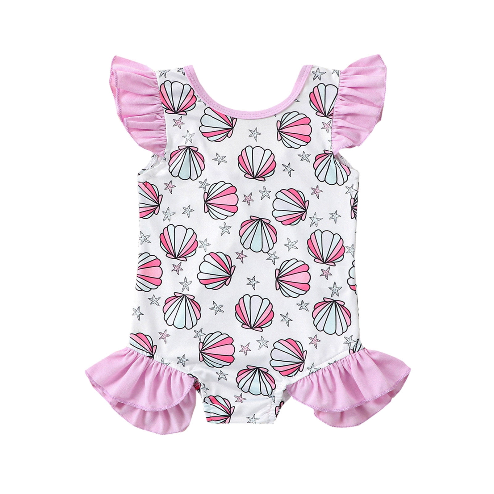 Swimming Suits for Girls Toddler Summer Flying Sleeve Girls Cute Star Prints Ruffles Swimwear Swimsuit Bikini Child Big Kid Clothing Girls