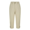 thumbnail image 4 of Fnooota Womens Capri Pants with Pockets, Casual Work Summer Solid Color Womens Capris Khaki Size XL, 4 of 6