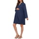 thumbnail image 4 of Vestido de maternidad de mezclilla para mujeres INSPIRE CHIC, de manga larga, algodón, con botones, vestido de camisa de otoño, M azul profundo, 4 of 6