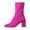 Hot Pink, variant on Hot Pink Women Winter Boots Knitted Socks Style Round Toe Chunky Heel For Everyday Use