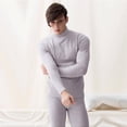 thumbnail image 2 of Conjunto de ropa interior térmica de cuello medio alto para hombre de otoño e invierno Ropa y pantalones de cuello medio alto con forro polar Ropa interior térmica de papá, 2 of 6