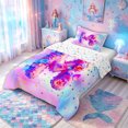 thumbnail image 2 of meiyoeat Flower Butterfly M Initial Rainbow Twin Comforter Sets, Watercolor Galaxy Stars Bedding Set for Girls, Colorful Star Reversible, 2pcs, 1 Comforter and 1 Pillowcase, 2 of 6