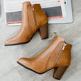 thumbnail image 4 of Mostsola Womens Round Toe Ankle Boots Stacked Heel Booties Retro Side Zipper Short Boots, 4 of 7
