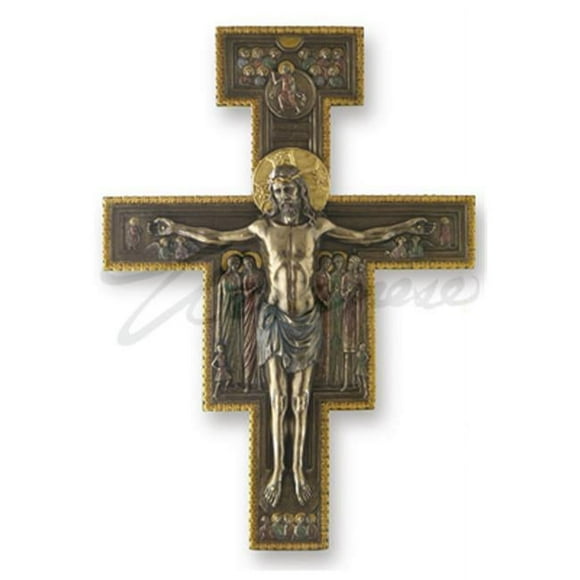 Plaque Murale Décorative WU75880A4 San Damiano Crucifix - Bronze