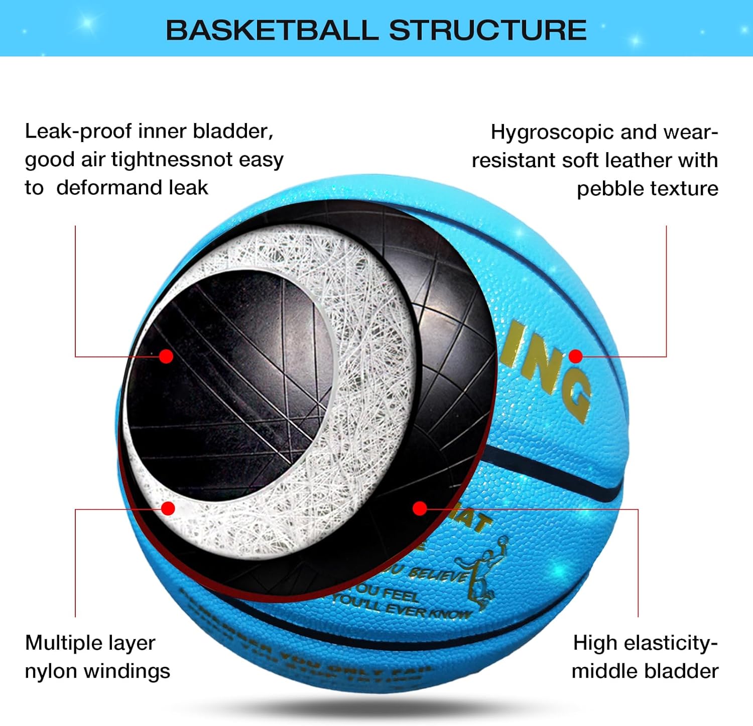 Personalized Basketball, Sparkle Glow to My Son / Daughter Basketball Gift, Cool Indoor Outdoor Glitter Shiny Leather Basketball Size 5/6/ 7 for Youth, Girls, Men, Women (with Pump)