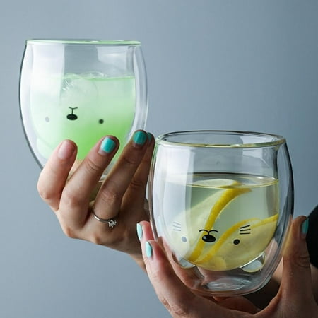 

250ML Creative Cute Bear Coffee Mug Double-layer Whiskey Beer Glass Cups Heat-resistant Handmade Milk Juice Cups Drinkware
