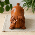 thumbnail image 2 of G6 Collection Wooden Hand Carved Crouching Bulldog Statue Figurine Sculpture Art Decorative Rustic Home Decor Accent Handmade Handcrafted Wood Decoration Gift Dog Artwork, 2 of 8