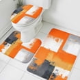 thumbnail image 3 of Burnt Orange Grey Bath Mat 3 Piece Bathroom Rug Set, Modern Oil Painted Art Abstract Non Slip Bath Rug Contour Mat and Toilet Lid Cover, Absorbent Shower Mats Soft Bath Rugs and Mats Sets, 3 of 8