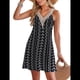 thumbnail image 1 of Vestidos de Verano para Mujer, de Playa, con Encaje, Escote en V, Informales, Estampado Tropical, Sin Mangas, Cortos. Negro XXL, 1 of 7