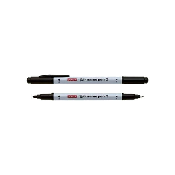 [Dong-A] Stylo Double Nom 2 Marqueurs Permanents, Pointe Ogive, Noir, 12 Unités
