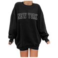 thumbnail image 2 of Women's Loose Letter NEW Work Print Hoodie Sports Long Sleeve Crew Neck Pullover Casual Top Men, 2 of 4