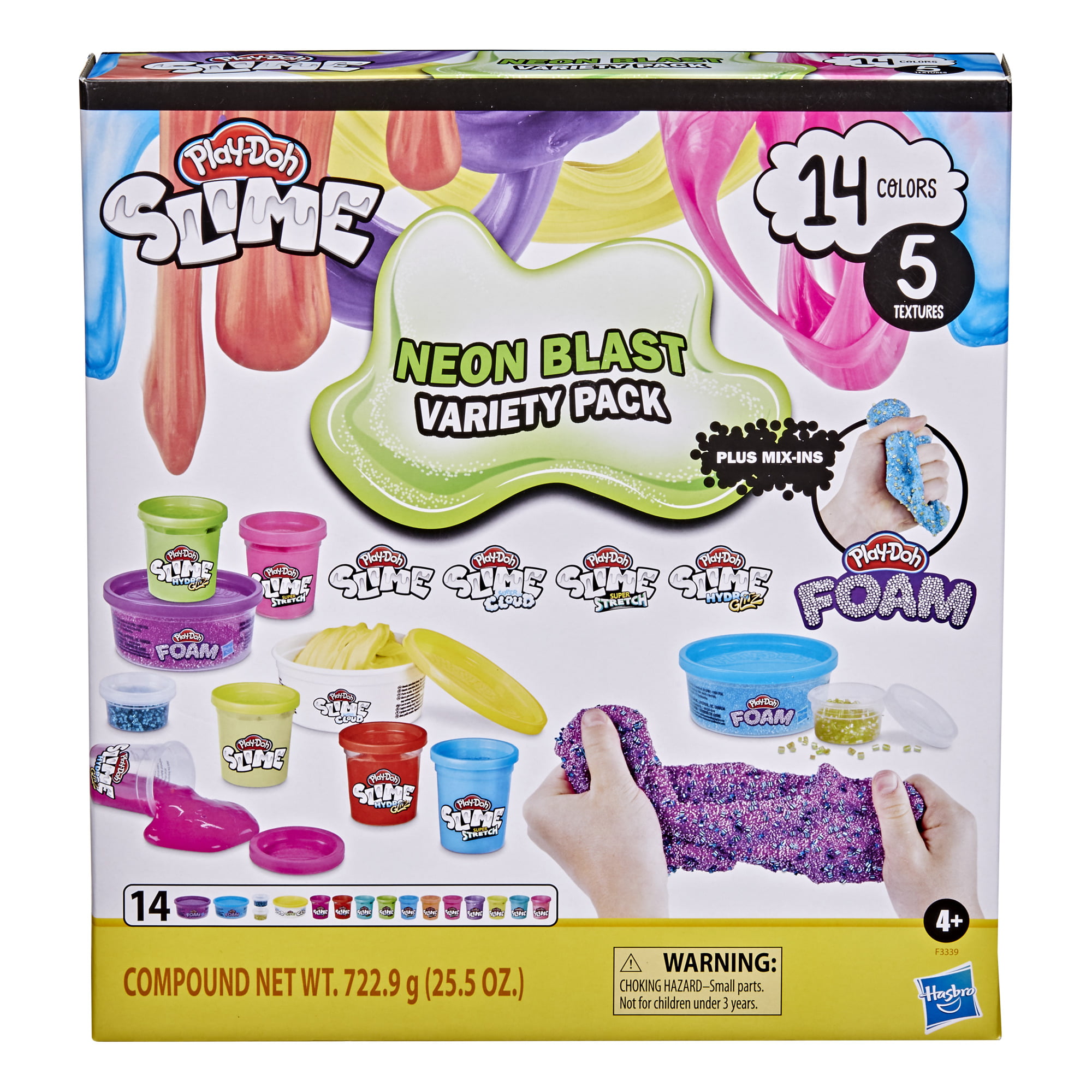 Play-Doh Slime N Foam Neon Blast Variety Pack 14 Colors 5 Textures