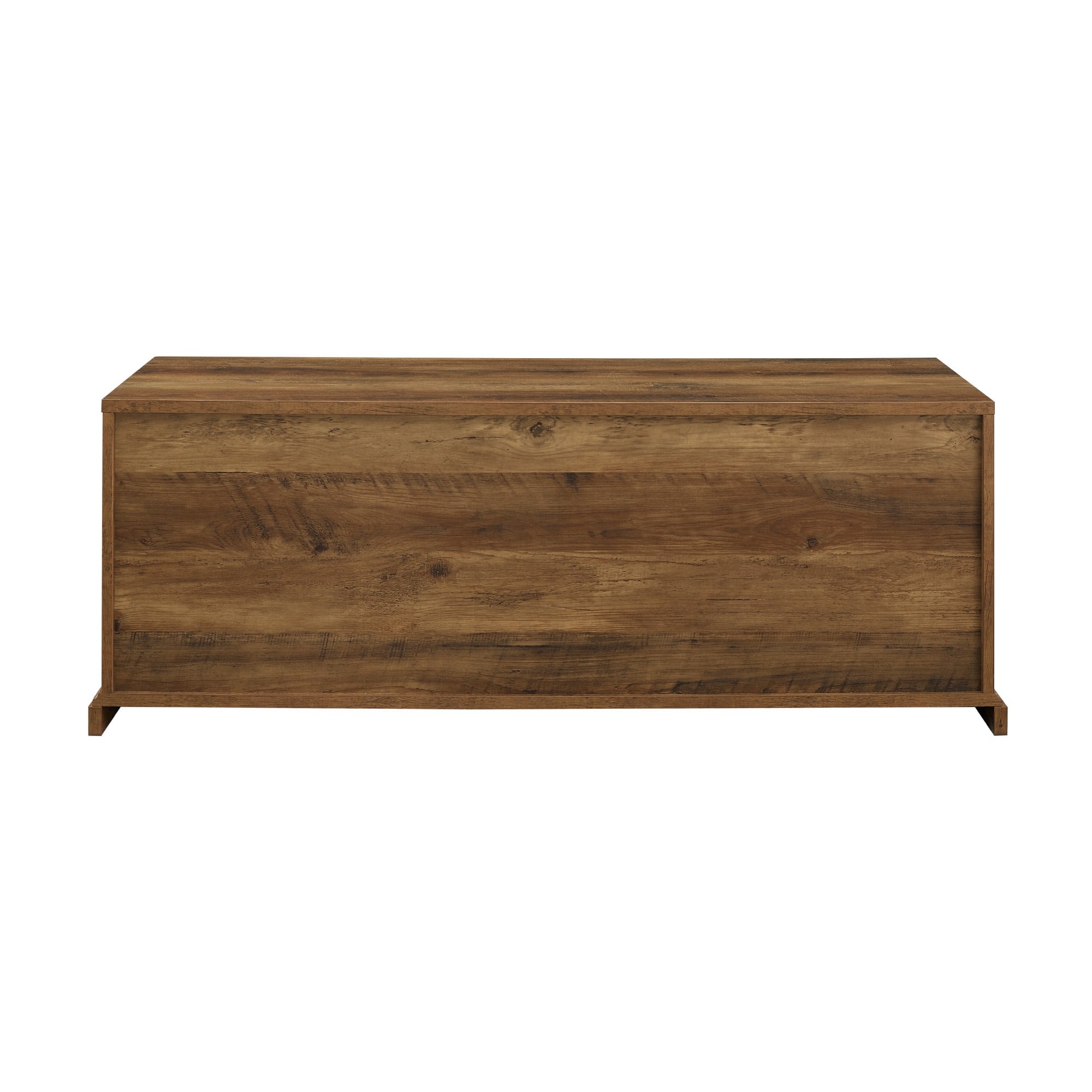 Woven Paths Dorset Grooved Sliding Barn Door Storage Bench, Reclaimed Barnwood