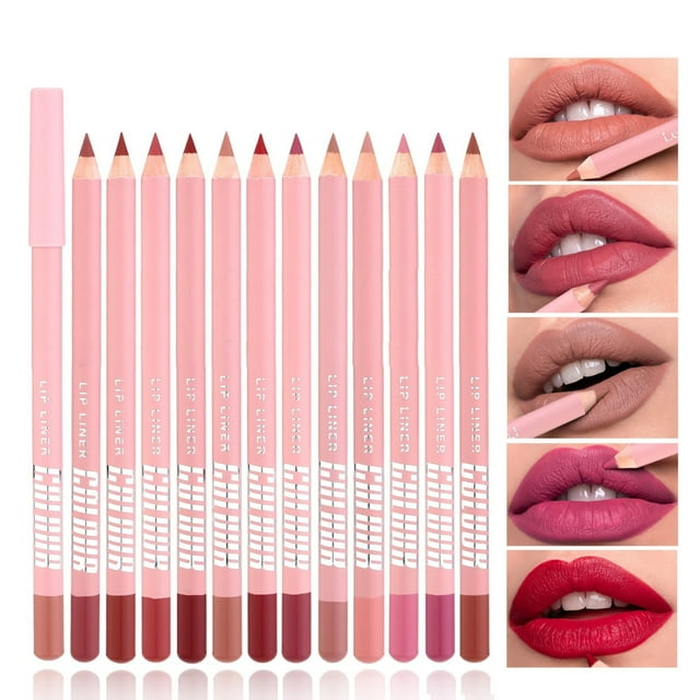 Crayon à Lèvres 12 Couleurs de Rouge à Lèvres Crayon à Lèvres Contour Maquillage des Lèvres Crayon à Lèvres Longue Tenue Résistant à l'Eau, Crayons à Lèvres pour Femmes