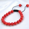 thumbnail image 3 of Natural Healing Power Gemstone Crystal Beads Unisex Adjustable Macrame Bracelets 8mm,Coral Red, 3 of 4