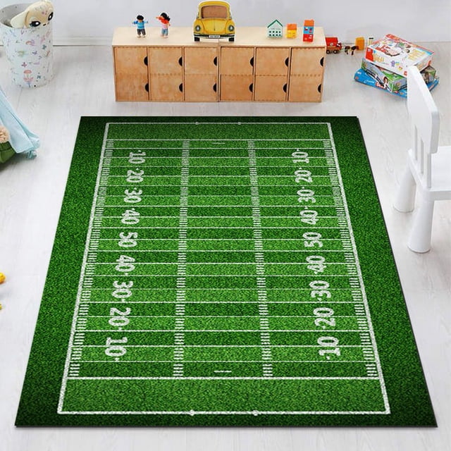 HLONK cdar Football Rug Playing Football Interesting Sports Scene Design Modern Football Non Slip Area Rug Floor