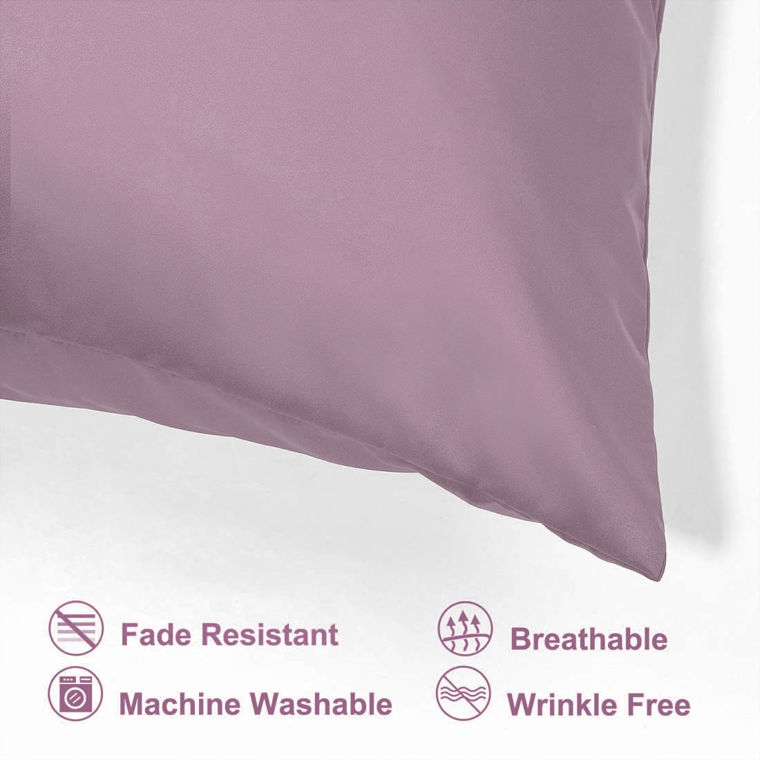 Unique Bargains 2 Pack Silky Satin Pillow Cover Cases Mauve 21" x 37"