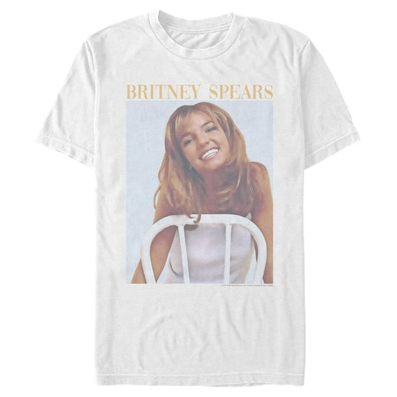 Men's Britney Spears Faded Smile Poster  T-Shirt - White - Medium