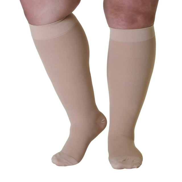 Chaussettes de Compression pour Hommes et Femmes, Bas Bariatriques à Mollets Larges, Noir 6TG 5 Paires