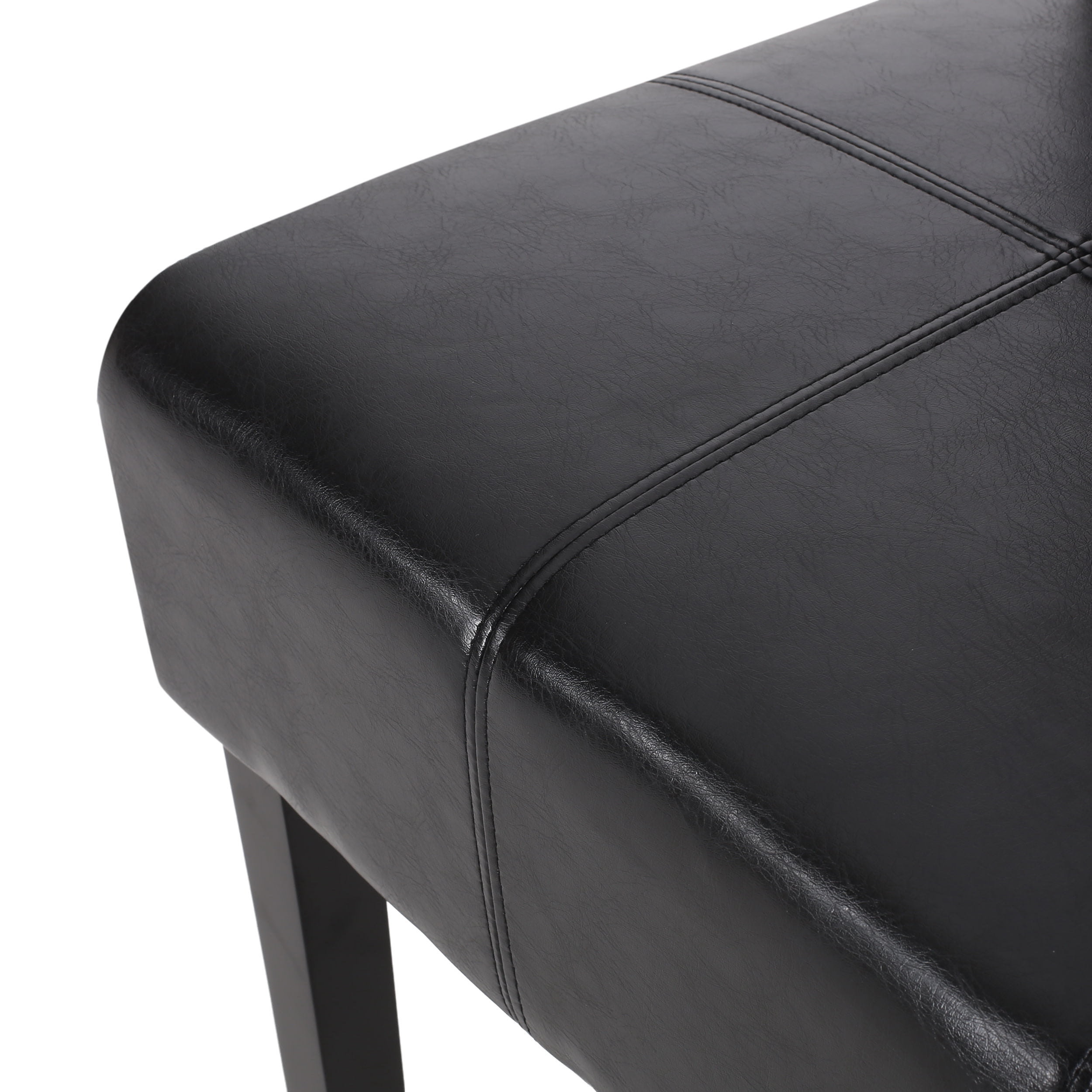 Noble House Braydon Faux Leather Upholstered T-Stitch Dining Chairs, Set of 2, Midnight Black and Espresso