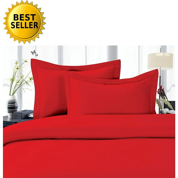 Celine Linen Best, Softest, Coziest Duvet Cover Ever! 1500 Series Luxury Super Soft WRINKLE FREE 3-Piece Duvet Cover Set , King/Cali King, Red