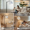 thumbnail image 5 of Arc Floor Lamp with Adjustable Lampshade Blue Pink Floral Soft Pastel Blooms Delicate Greenery Standing Lamp 3 Color Temperatures Dimmable Tall Pole Lamp with Foot Switch for Bedroom, 5 of 8