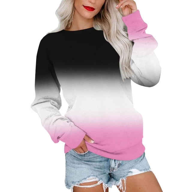 Chandails à Capuchon de Mode pour Femmes 2023 Col Rond Mode Décontractée Manches Longues Imprimé Chandail en Molleton Hauts Blouse 50 % de Rabais Liquidation Costumes Halloween/noël