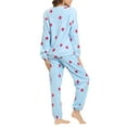 thumbnail image 3 of INSPIRE CHIC Women's Winter Flannel Pajama Sets Long Sleeve Loungewear S Strawberry Printed Blue, 3 of 7