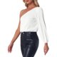thumbnail image 4 of Bodysuit de un solo hombro INSPIRE CHIC para mujeres, de manga larga, casual y de canalé, 4 of 5