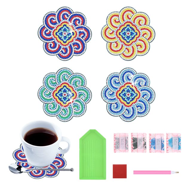 Posavasos Diamond Crafts 4/6/8/10/12 Piezas Con Soporte Cabeza Bicho Mariposa