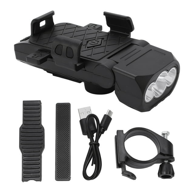 Bicycle Lights Phone Holder, 4 In 1 Bike Lights Rotatable 2400mAh For Night Riding