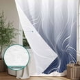 thumbnail image 4 of Xipuska Blue Geometric Shower Curtain - Water Repellent Fabric Shower Curtains Washable, Modern White Stripe Abstract Distortion Art Decorative Cloth Bathroom Curtains Modern Bath Decor 72"x78", 4 of 6