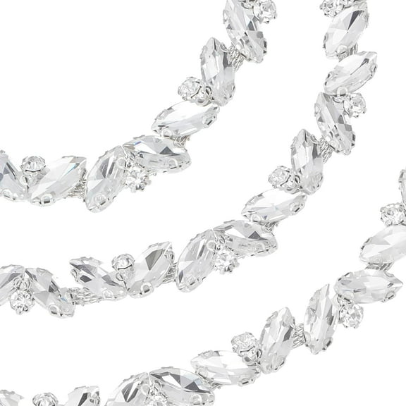 1 Yard Rhinestone Trim Chain Applique Bling Decoration Flexible Sewing Crafts Bridal Costume Embellishment Beaded Trim Sparky Jewelry DIY Shiny Crystal