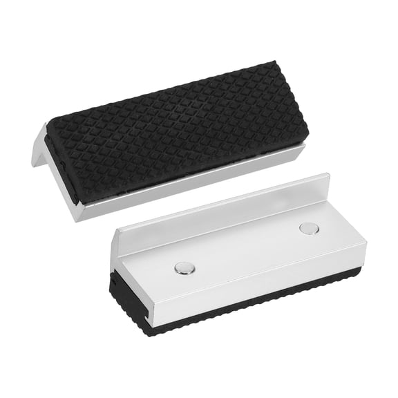 Uxcell 1 Set Vise Jaw Pads 3" Aluminum Magnetic Vise Soft Jaws Standard Anti-Scratches Vice Covers Tools for DIY Making Woodworking Clamping Plumbing, Silver/Black