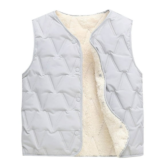 Toddler Pufer Vest Sherp𝐚 Fleece Vest Girl Boy Sleeveless Quilted Jacket Cute Fall Winter Button Down Waistcoat Outerwear