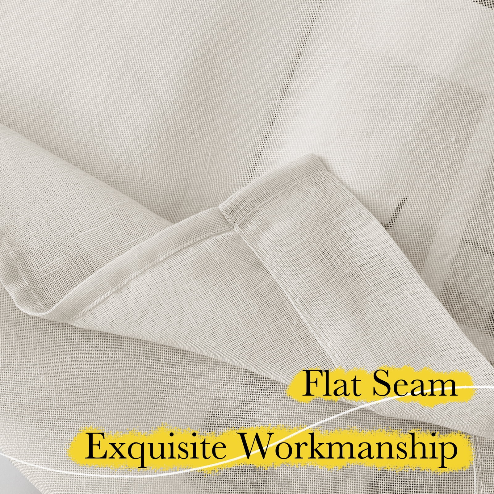 NICETOWN Natural Linen Curtains 108 inches Long, Rod Pocket Linen Sheer Curtains Semi Sheer Linen Curtains Privacy Light Filtering Window Treatments for Farmhouse, 52"x108", 2 Panels