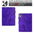 thumbnail image 3 of ELEHOLD Case For Lenovo Tab M9 2023 Embossed Flowers and Birds Leather Tablet Case, Slim Back Smart Cover, Full Body Protection, Kickstand,with Card Pocket, Purple, 3 of 10