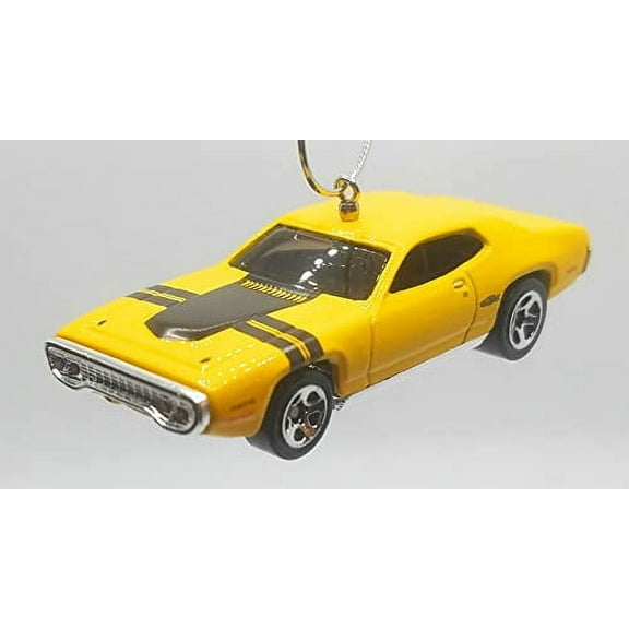 Christmas Ornament for 1971 Plymouth GTX Yellow Black Stripes