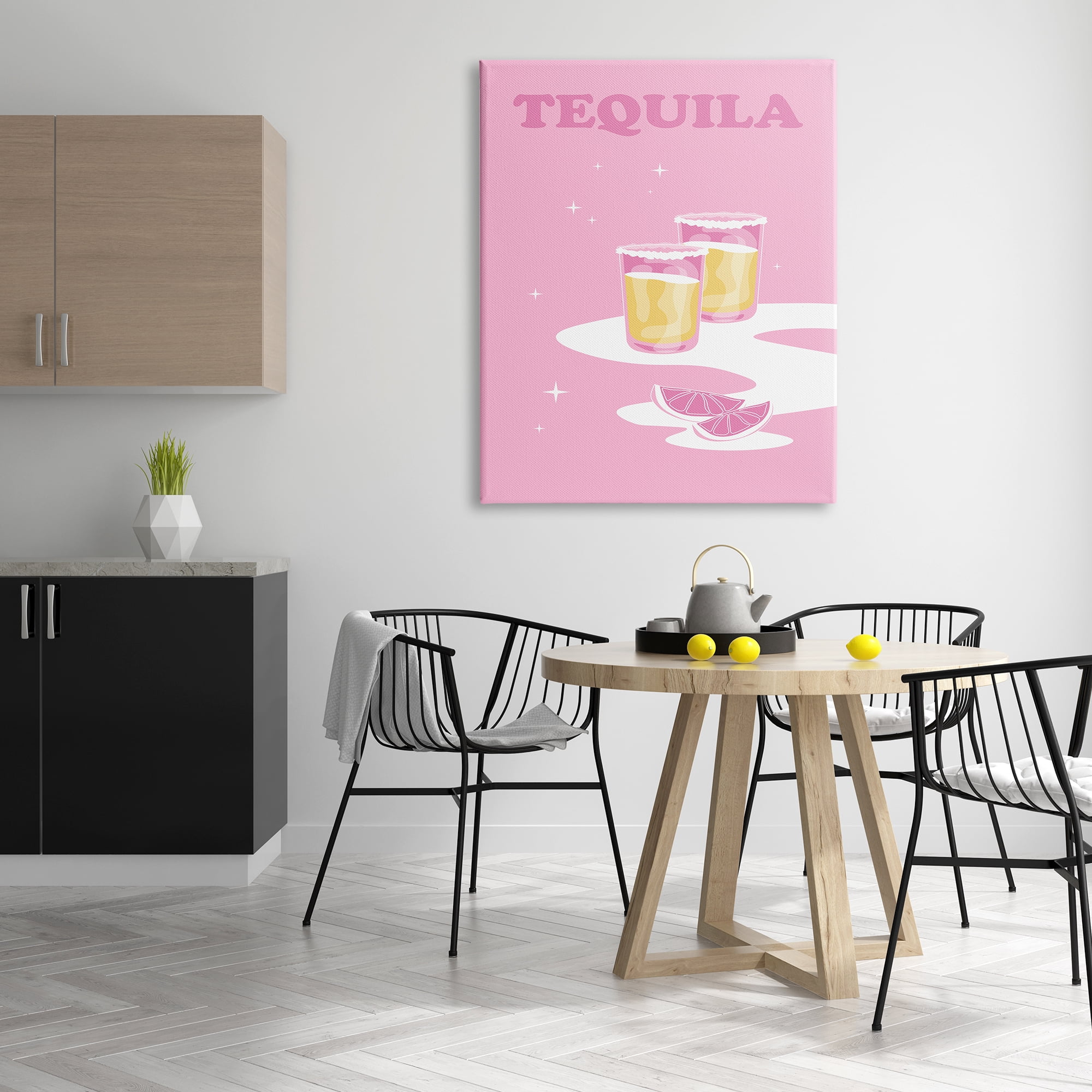 Stupell Industries Bold Pink Tequila Shots Kitchen Cocktail Typography Graphic Art Gallery Wrapped Canvas Print Wall Art, Design by Birch&Ink