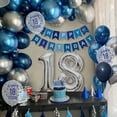 thumbnail image 3 of KISPATTI 18th Birthday Decorations for Men and Women, Navy Blue and Silver Balloon Set with Banner, Confetti Number 18 Foil Balloons, Tablecloth and Cake Toppe, 3 of 6