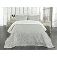 thumbnail image 3 of Ambesonne Grey and White Quilted Bedspread Set 3 Pcs, Old Mosaic Circles, Queen Size, Grey White, 3 of 5