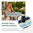thumbnail image 4 of Round Outdoor Tablecloth with Umbrella Hole and Zipper, Khaki Striped Tablecloth with Elastic Waterproof, Navy Blue Farmhouse Stripes Modern Abstract Art Patio Table Covers for 55" - 60" Pool Tables, 4 of 9