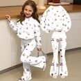 thumbnail image 6 of Grblisyd Girls 2 Piece Outfits Kids Crew Neck Long Sleeve Tops and Elastic Waist Flared Pants Cute Cartoon Print Sweatsuit Clothing Sets, 6 of 7