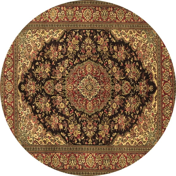 Ahgly Company Indoor Round Medallion Brown Traditional Area Rugs, 7' Round