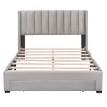 thumbnail image 3 of Gewnee Full Size Velvet Platform Bed with Upholstered Headboard and Storage Drawer,Gray, 3 of 8